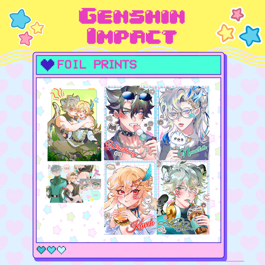 GENSHIN IMPACT | FOIL PRINTS | Al-Haitham ★ Kaveh ★ Wriothesley ★ Neuvilette ★